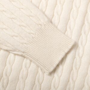 Cable-Knit Crewneck Pullover Ecru